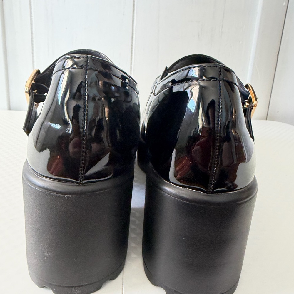 Women’s Black Patent Mary Jane Shoes with Buckle - Picture 2 of 5